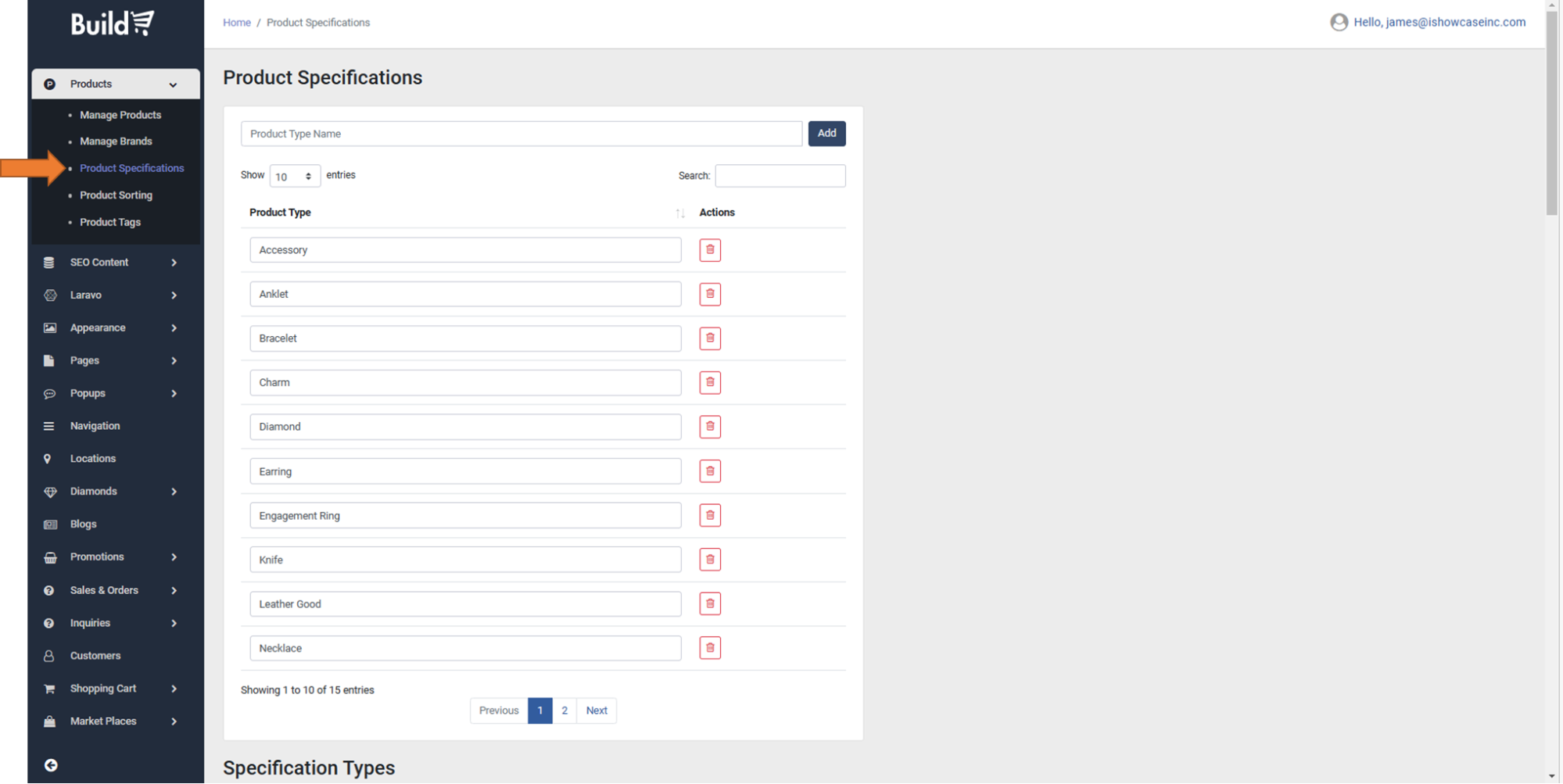 Product Specifications buildsupport